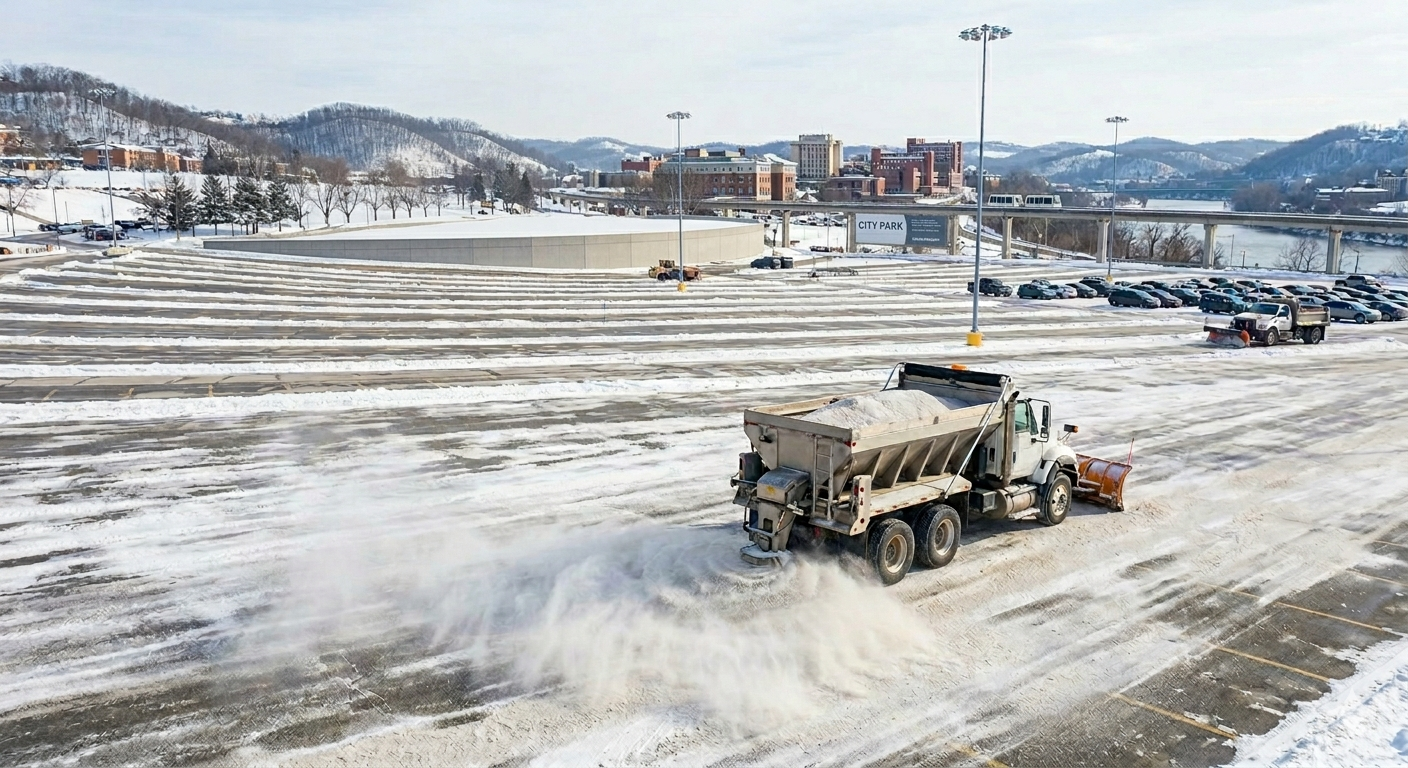 Large bulk rock salt pile at storage facility